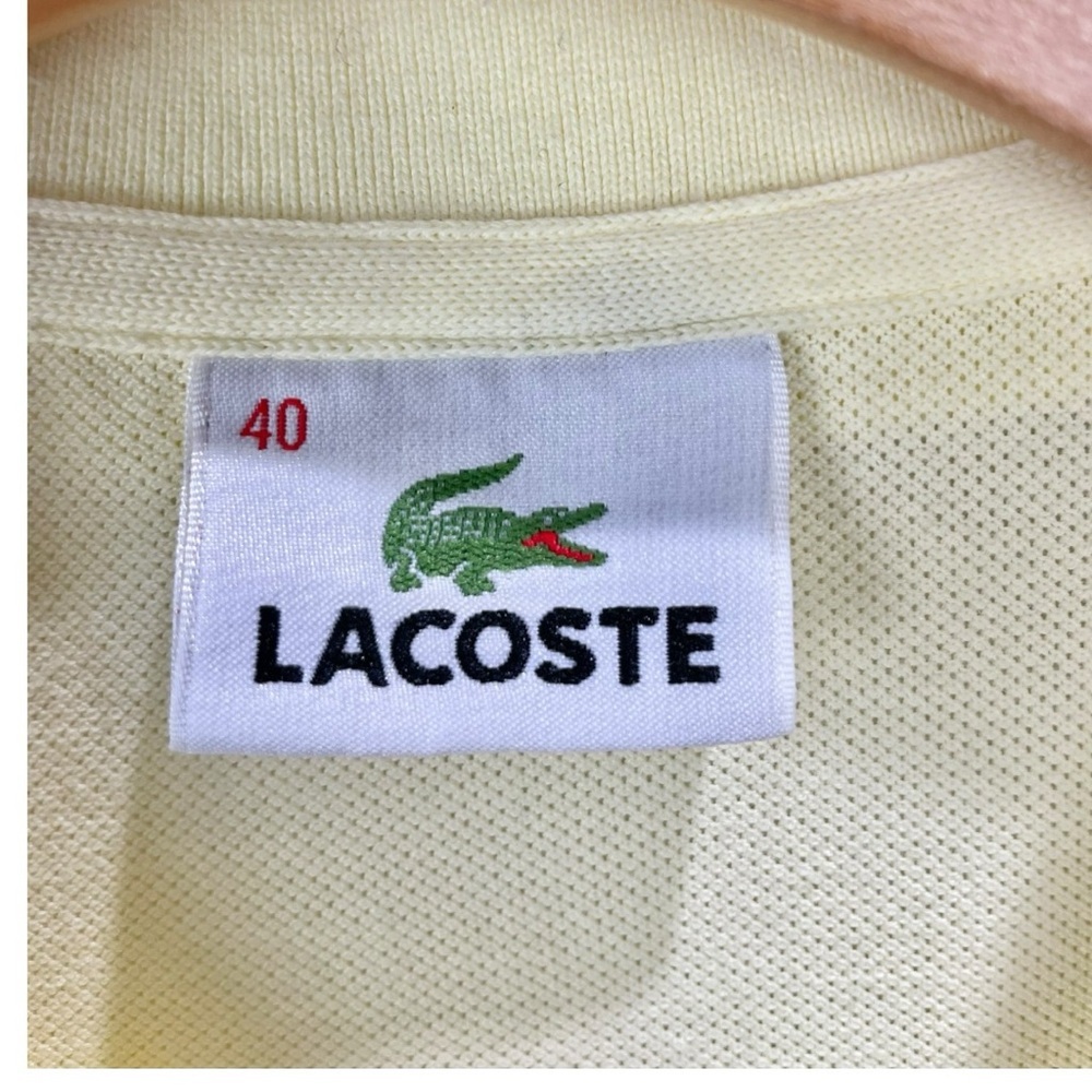 * Lacoste Butter Yellow Short Sleeve Classic Pique Stretch Polo Size 40 - Picture 7 of 9